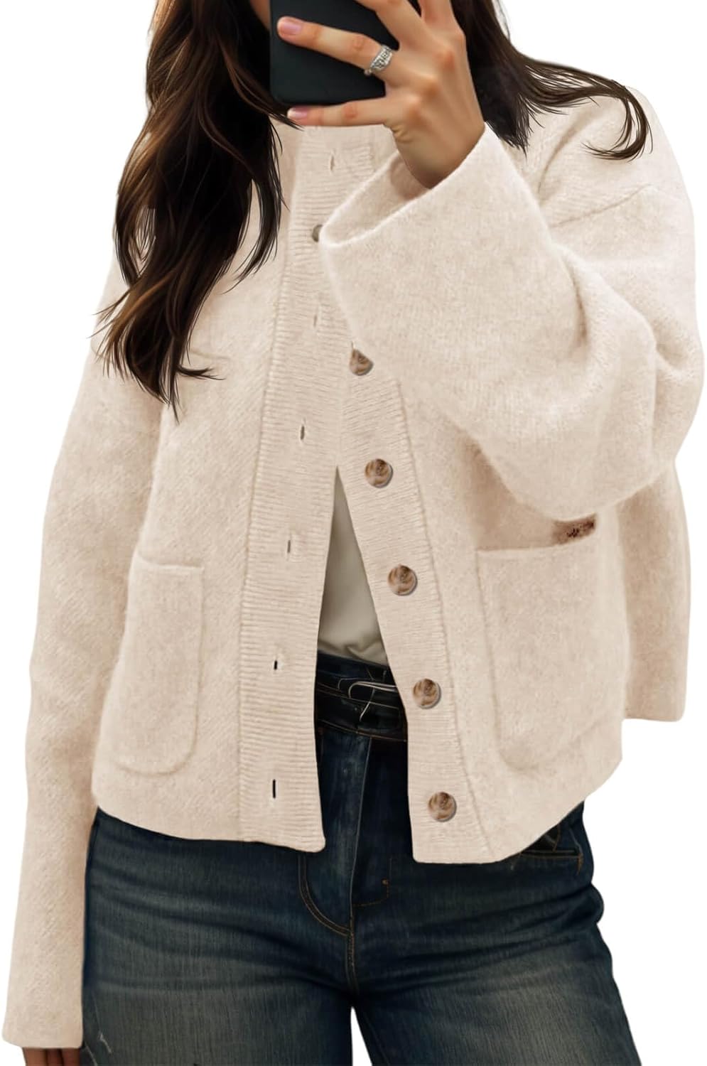 Cicy Bell Womens Chunky Knit Cardigan Sweater for Winter Wear
