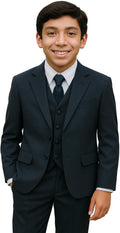Boys Formal 5 Piece Suit Set with Vest and Tie - Classic Cut