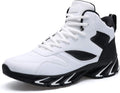 Men's High Top Athletic Sneakers in Black Red White - Joomra