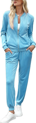 Women's Velour Tracksuit Full Zip Up Sweatsuit Set - Cozy 2 Piece