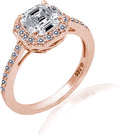 Sterling Silver Infinite Elements Asscher Cubic Zirconia Ring - Halo