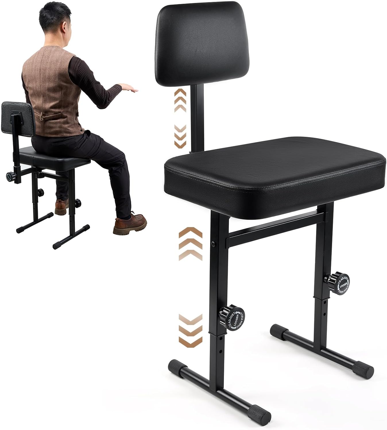 Adjustable Piano Bench with Backrest for Musicians Comfort