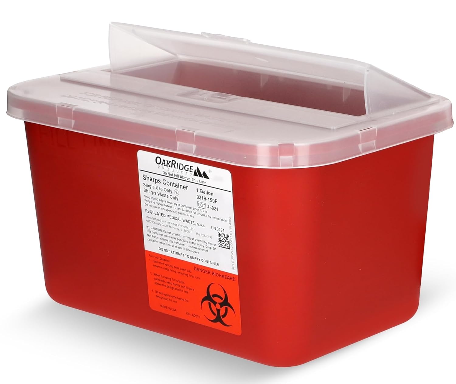 Large Sharps Container for Safe Needle Disposal - 1 Gallon Pack