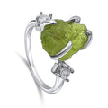 Peridot Raw Crystal Ring in 24k Gold over Sterling Silver - Statement