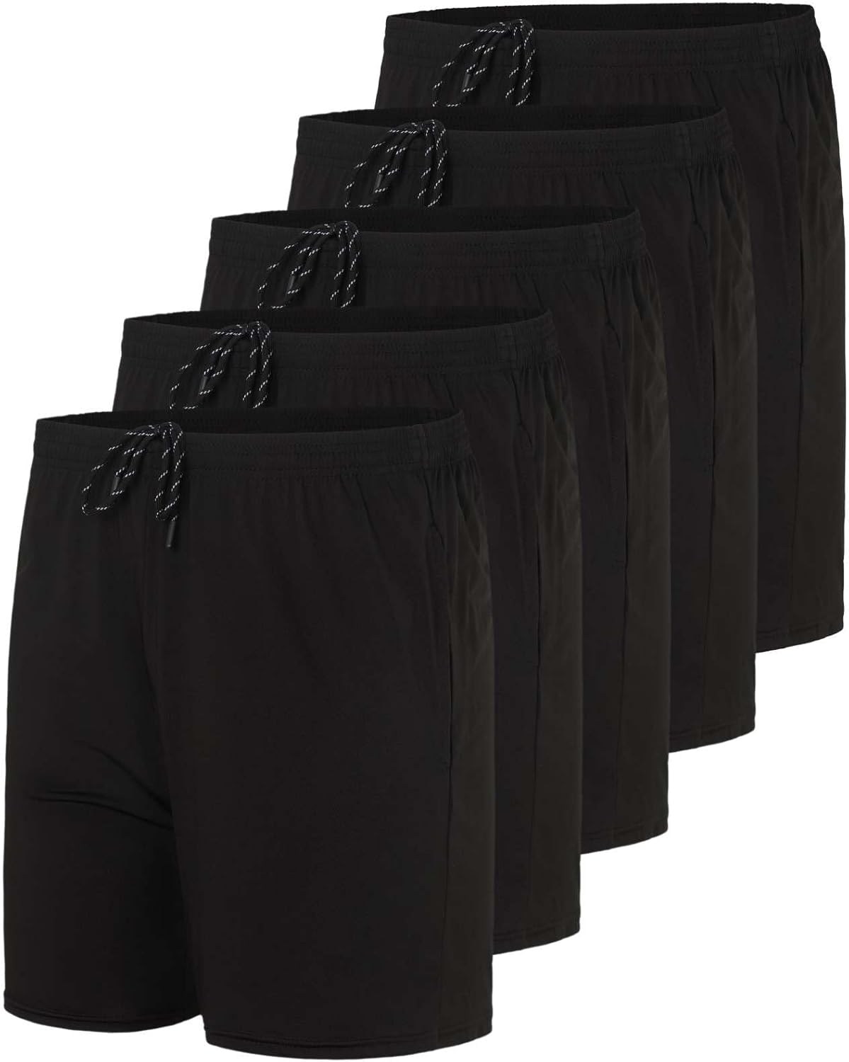 Men's 5 Inch Dry Fit Running Workout Shorts - 5 Pack Value