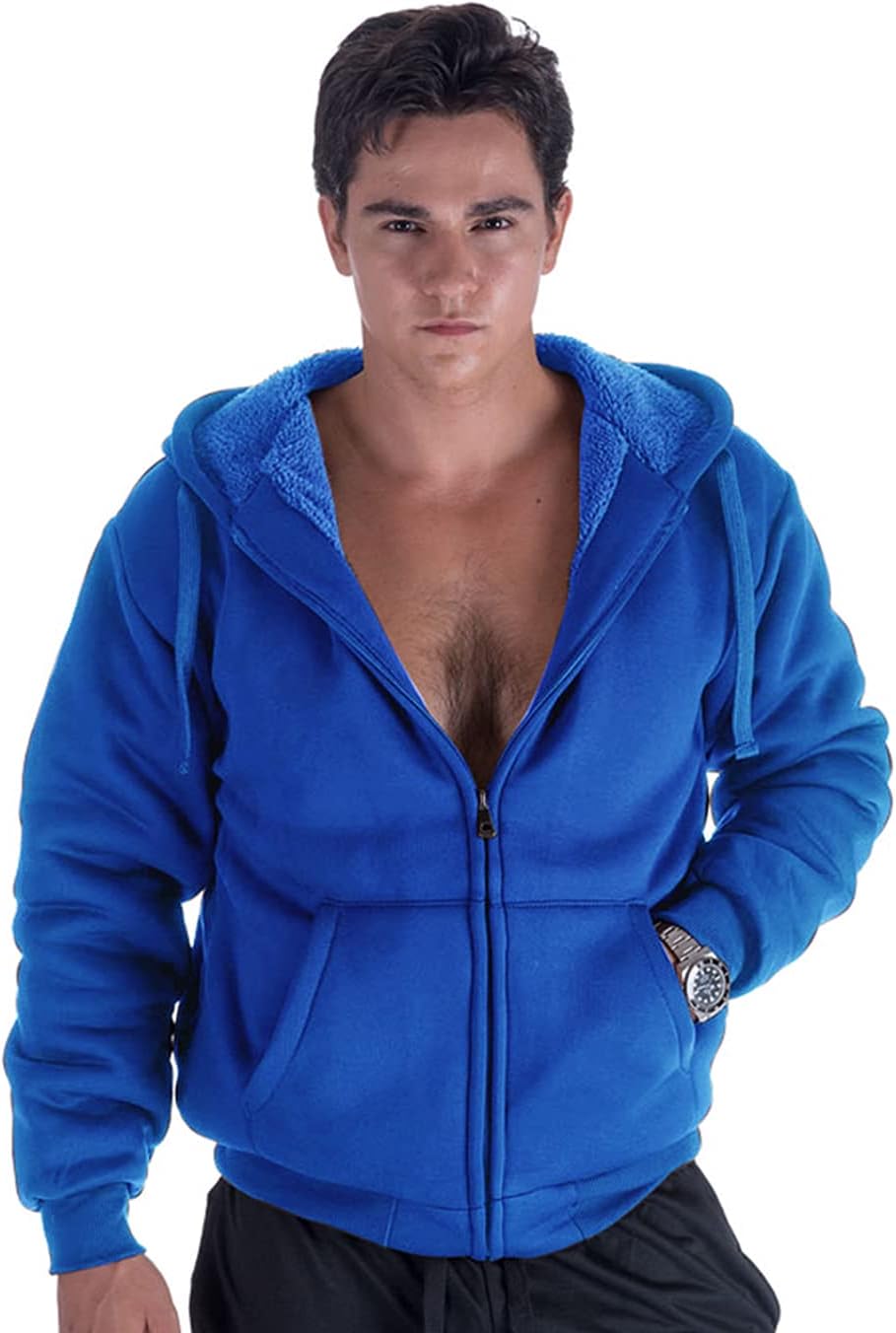 Heavyweight Sherpa Hoodies for Men - Warm Full Zip Sweatshirts