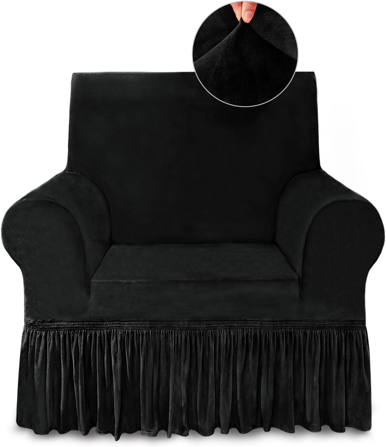 Super Soft Black Armchair Cover for Living Room Protection