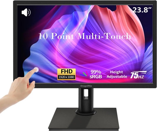 23.8 Inch Touchscreen Monitor with Adjustable Features and Speakers