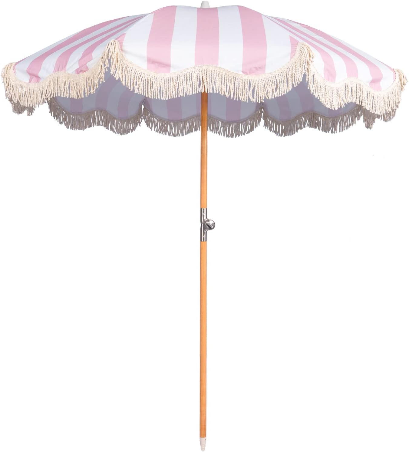 6.5ft Boho Beach Umbrella with Fringe for Outdoor Fun