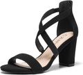 Women's Strappy Block Heels with Ankle Strap - Dress Pumps