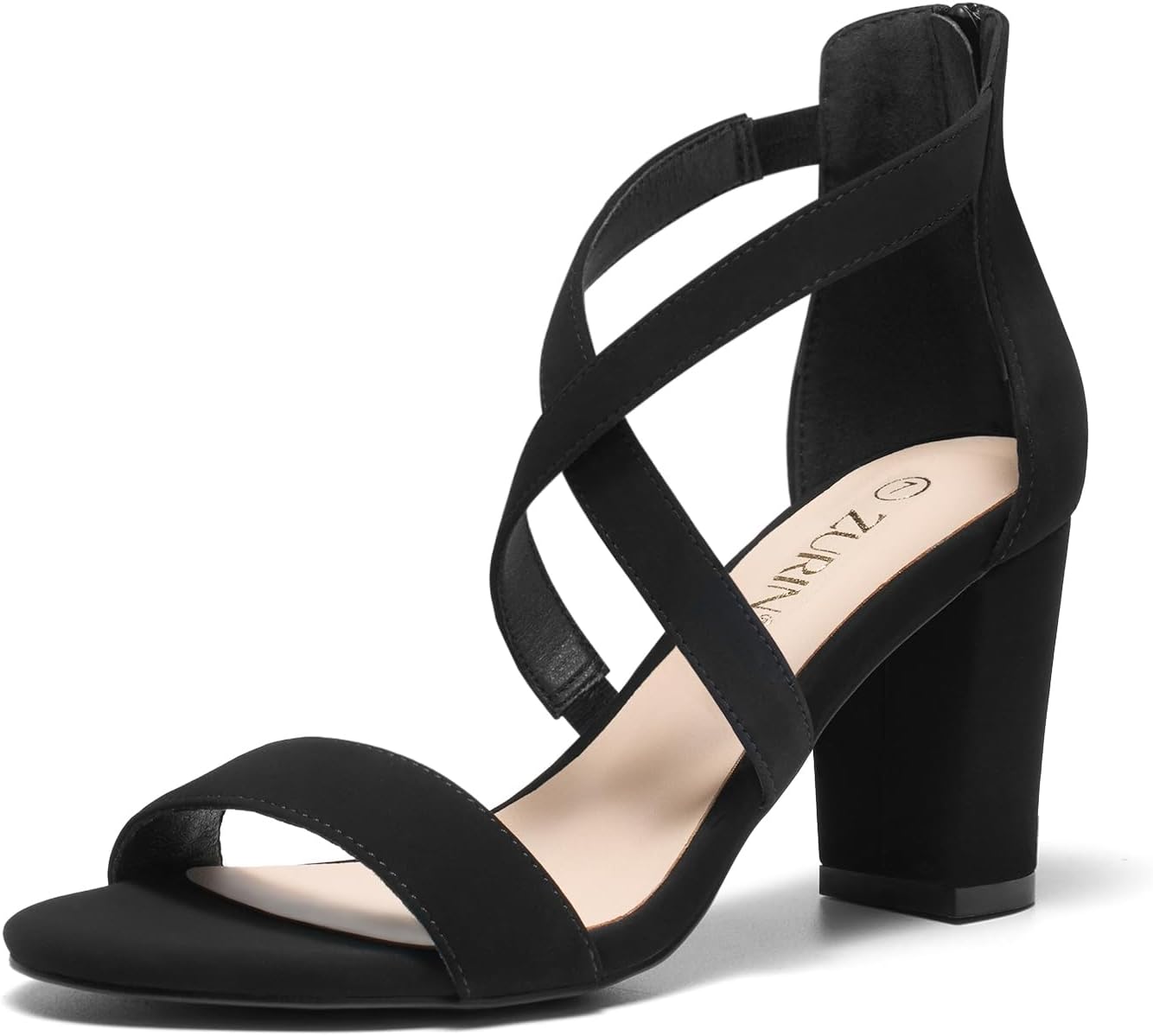 ZURIN Women's Strappy Block Heels for Weddings and Parties