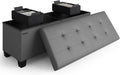 Storage Ottoman Bench with Bins, 43-in Storage Bench - Gray