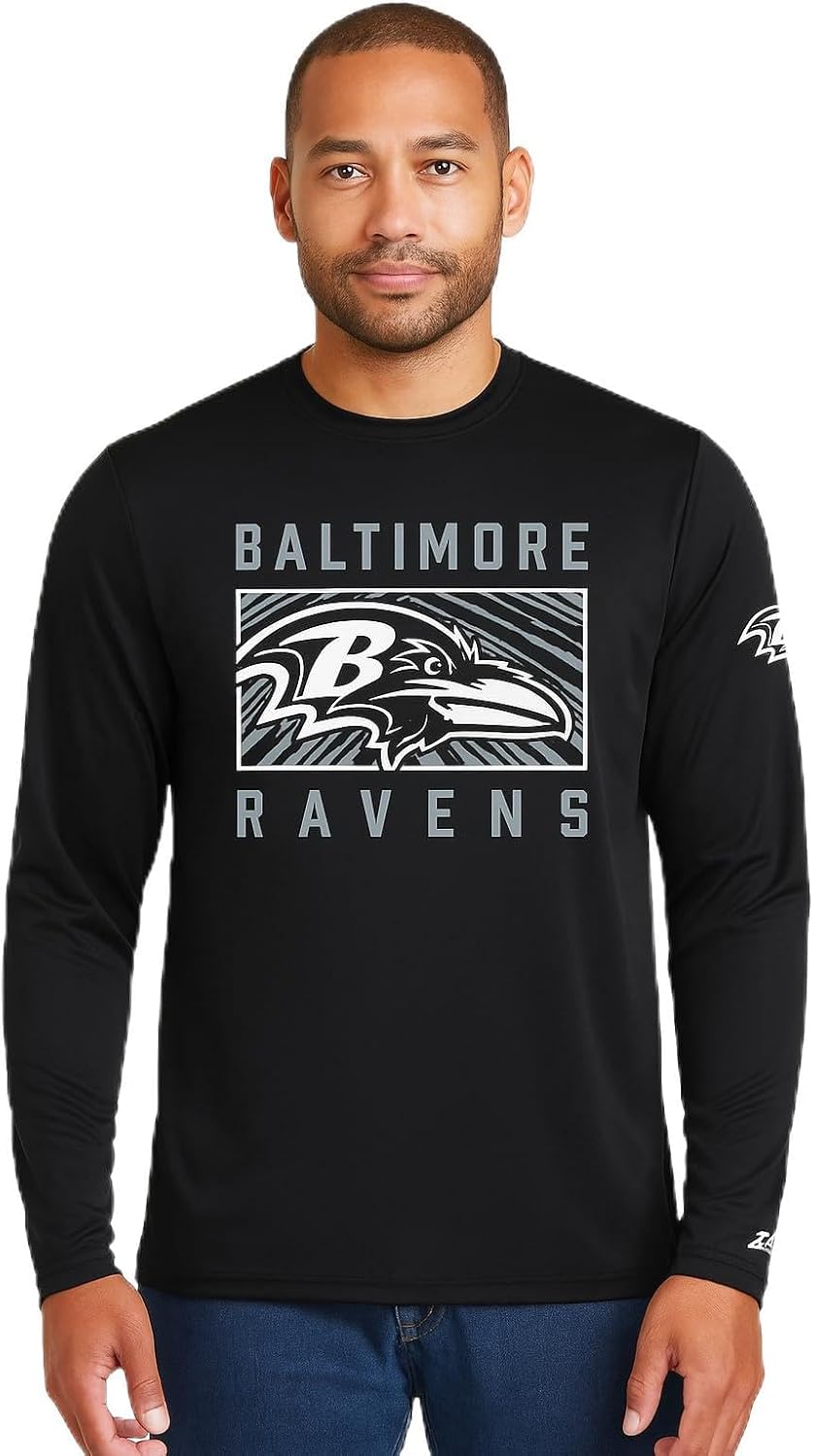 Zubaz NFL Men's Long Sleeve Team Graphic T-Shirt for Fans