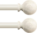 White Wood Curtain Rods for Windows 2 Pack - Adjustable Farmhouse