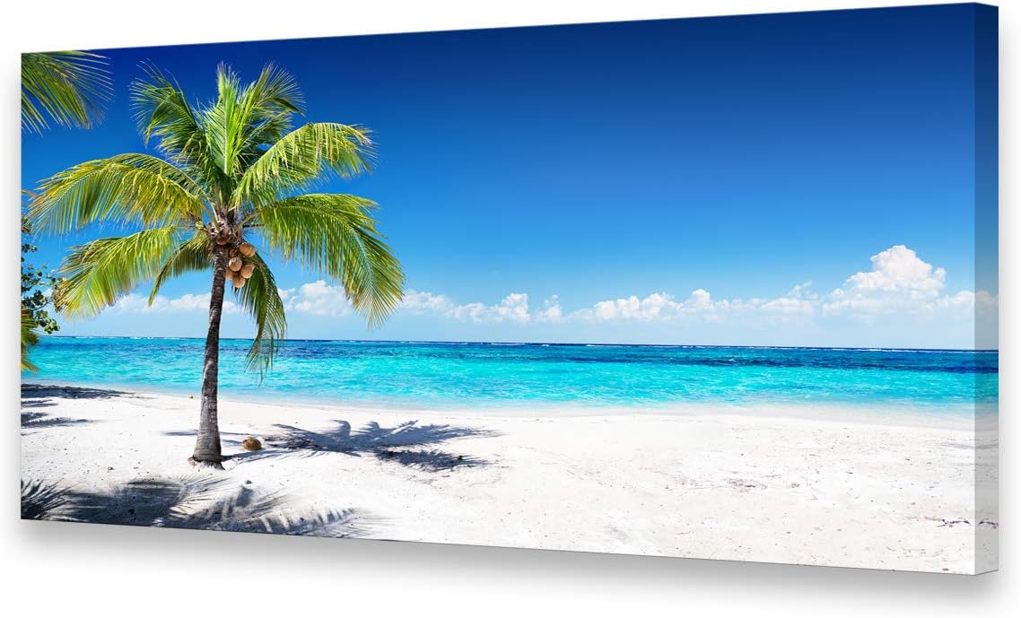 Large Canvas Wall Art Summer Ocean Waves Coconut Trees Decor