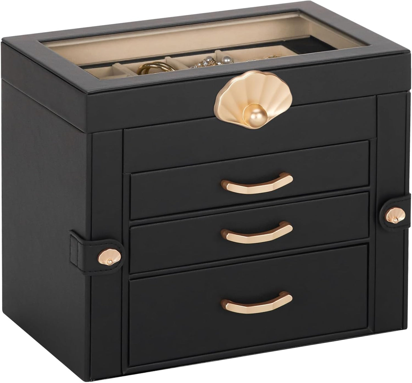Jewelry Box with 3 Drawers for Earrings and Necklaces Storage