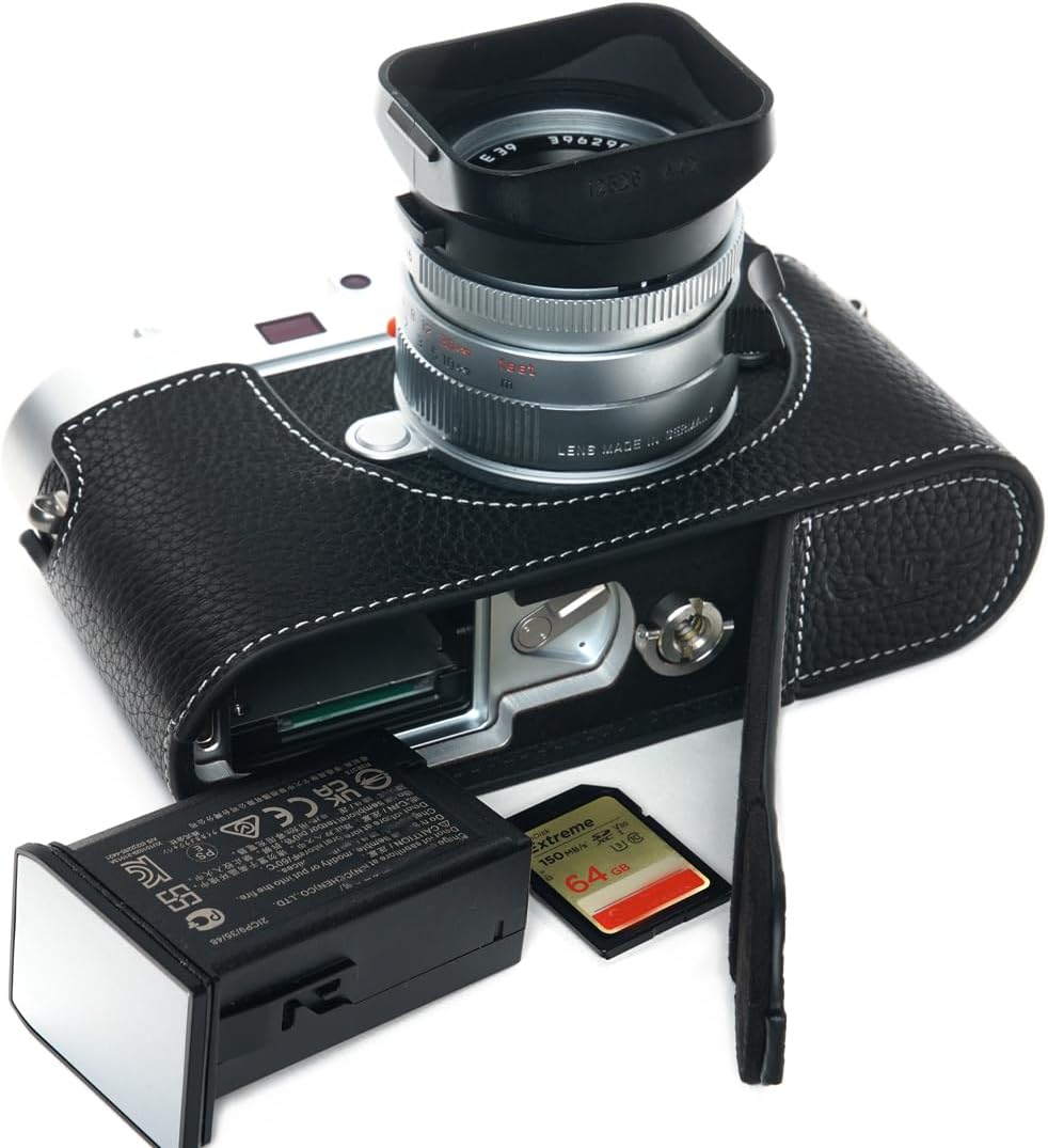 Handmade Genuine Leather Half Camera Case for Leica M11 Black