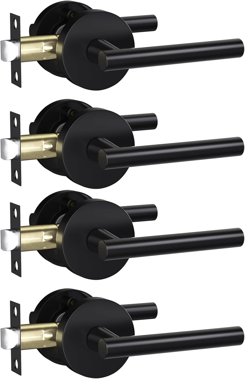 Matte Black Passage Door Handle Set for Hallways and Closets