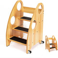 StrongTek Kids Step Stool 3-Tier Wooden Step Ladder - Safe Toddler