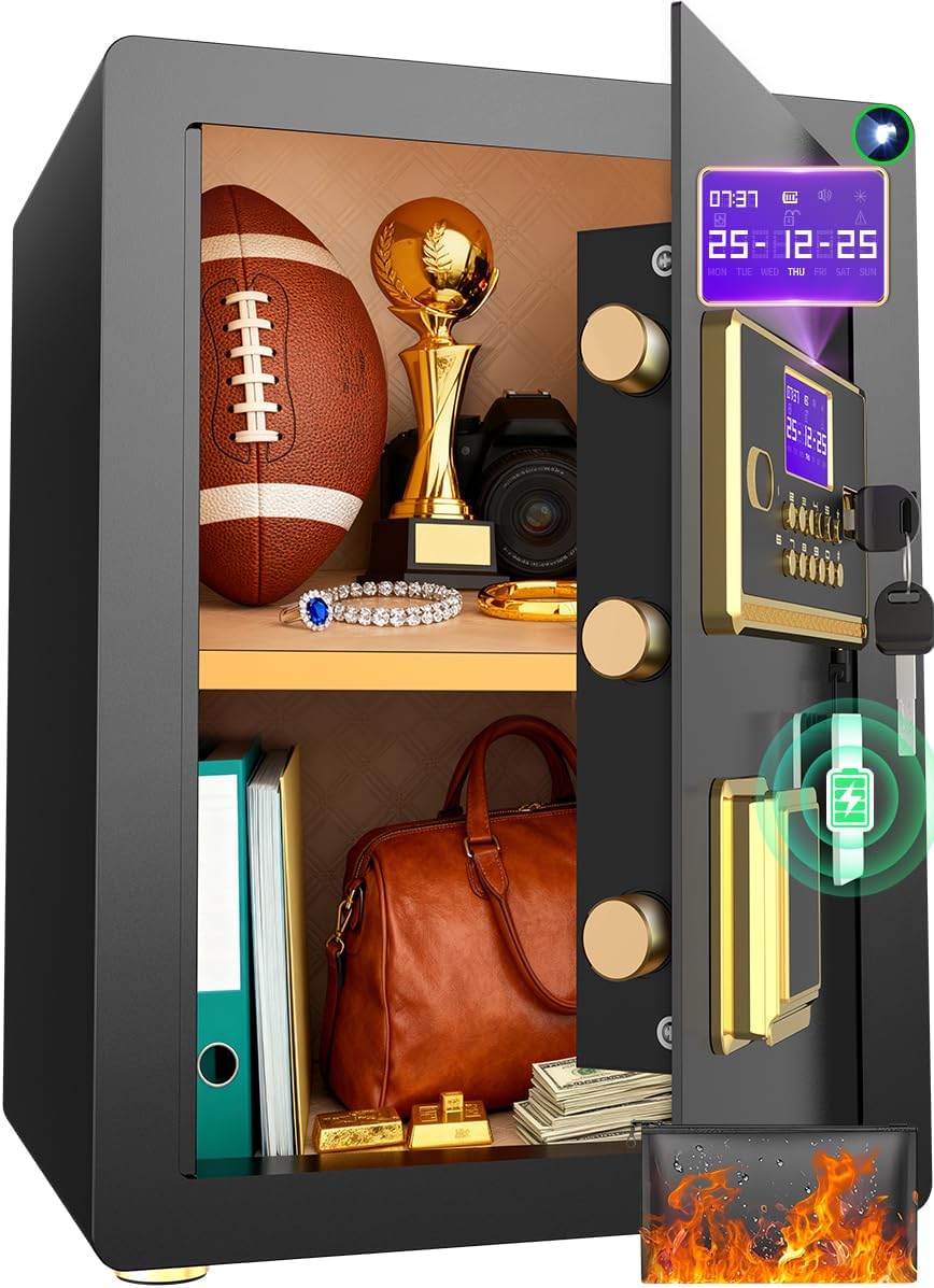Anti-Theft Digital Safe Box with Fireproof Bag & Alarm System