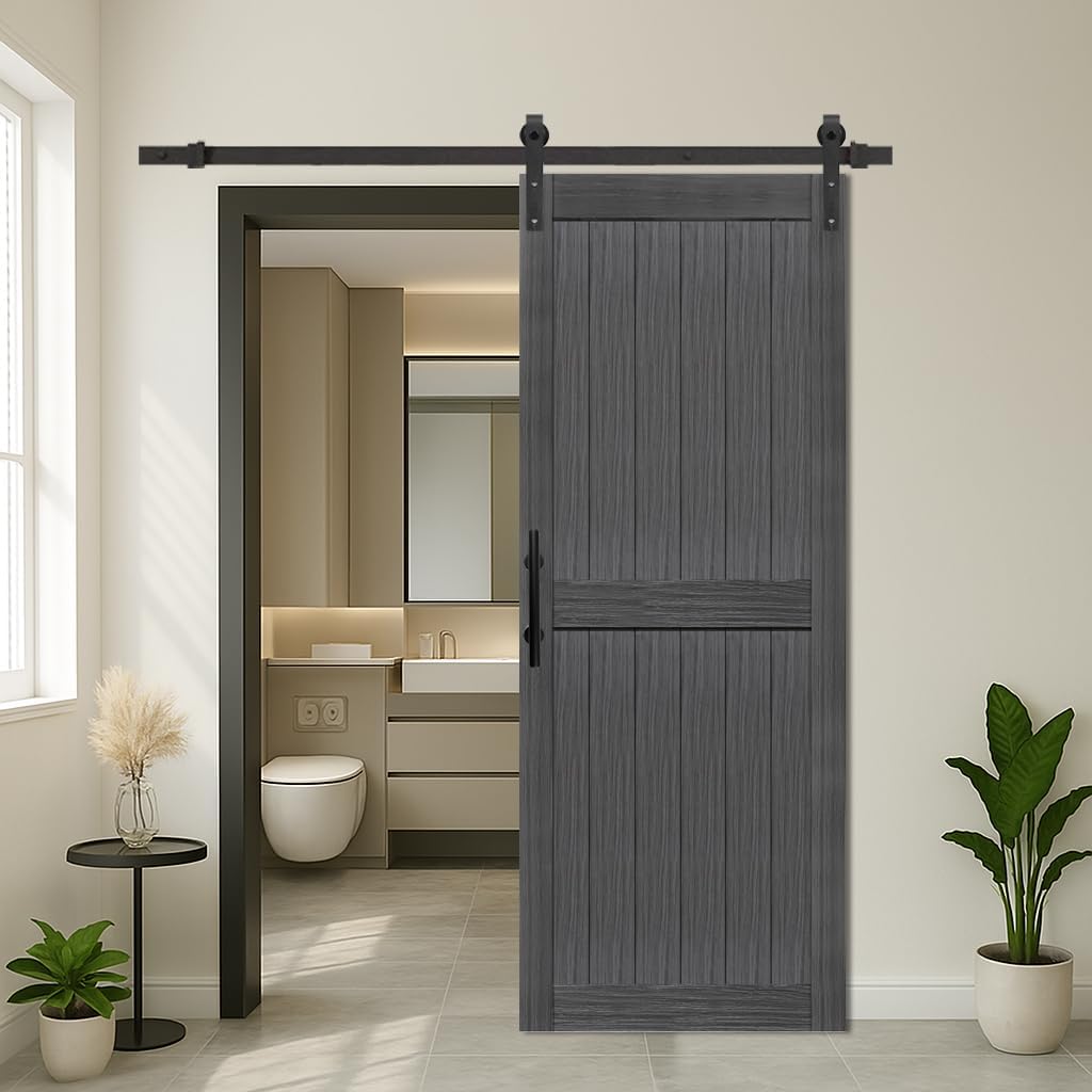 30in x 84in Deep Gray Barn Door with Sliding Hardware Kit