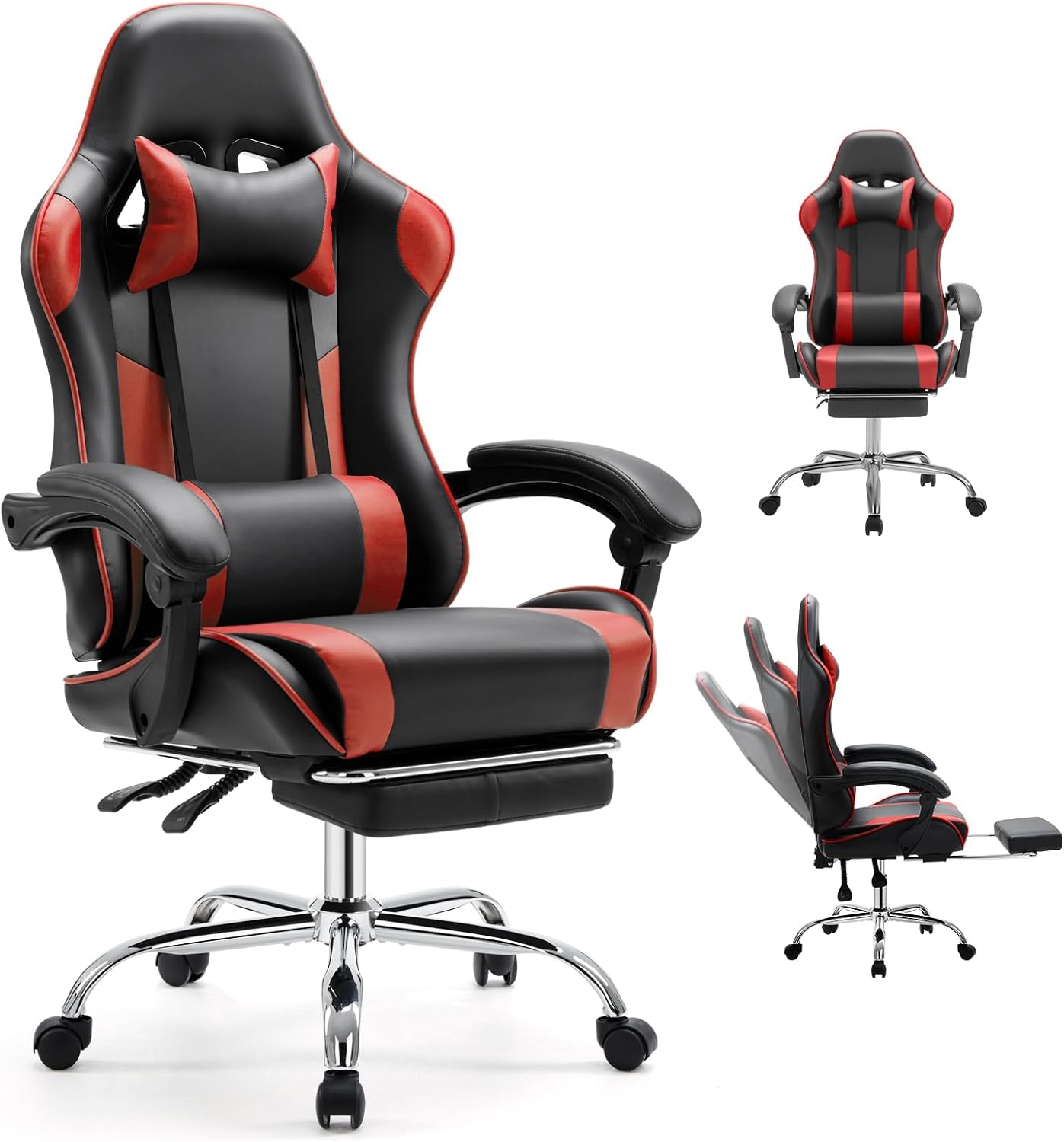 DUMOS Ergonomic Gaming Office Desk Chair with Footrest and Headrest