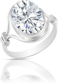 Solid 925 Sterling Silver Ring for Women with White Gemstone - Elegant