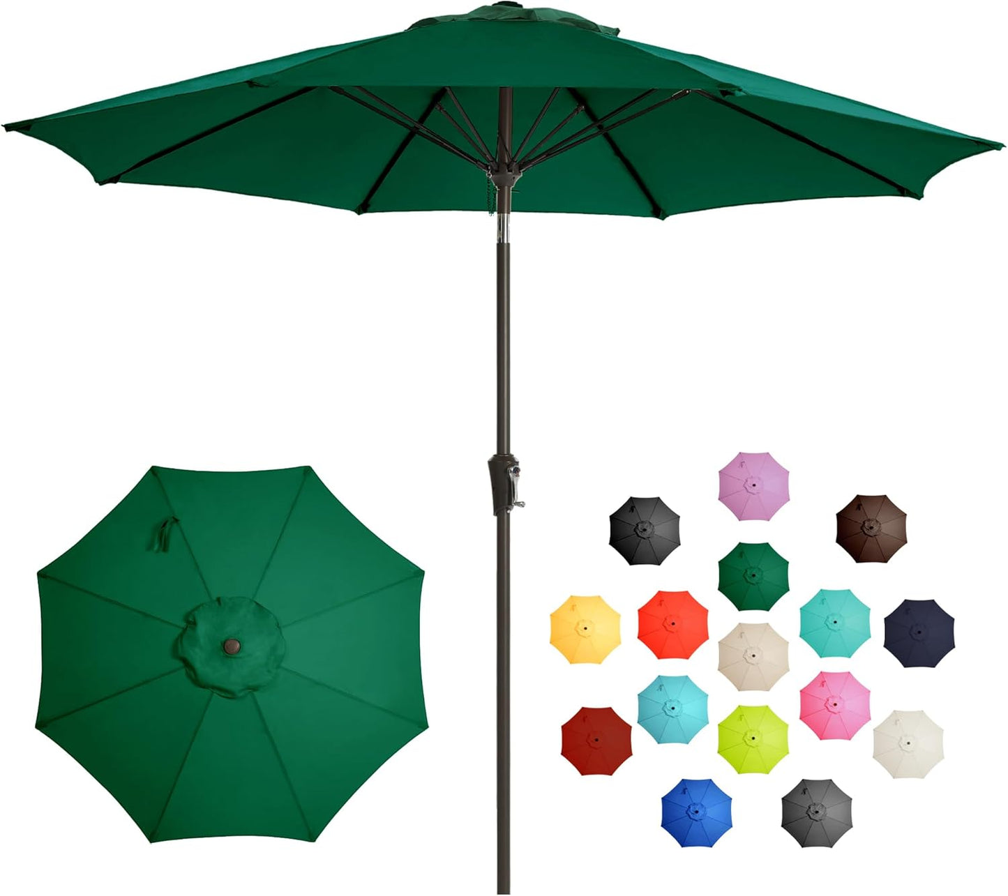 9FT Large Outdoor Patio Umbrella with Easy Tilt and Crank