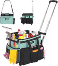 Large Rolling Cleaning Caddy Bag with Detachable Trolley - Sturdy 40L