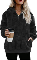 Nirovien Womens Sherpa Pullover Oversized Fuzzy Hoodie - Cozy Plaid is