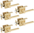 EHOMEWARE Satin Brass Privacy Door Handles 5 Pack - Durable Interior