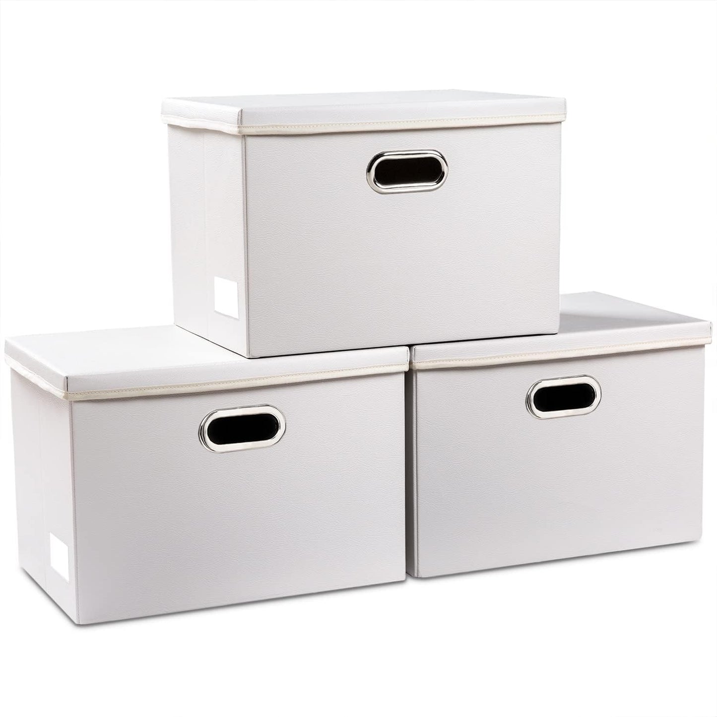 PRANDOM Large Stackable Storage Bins with Lids for Organizing