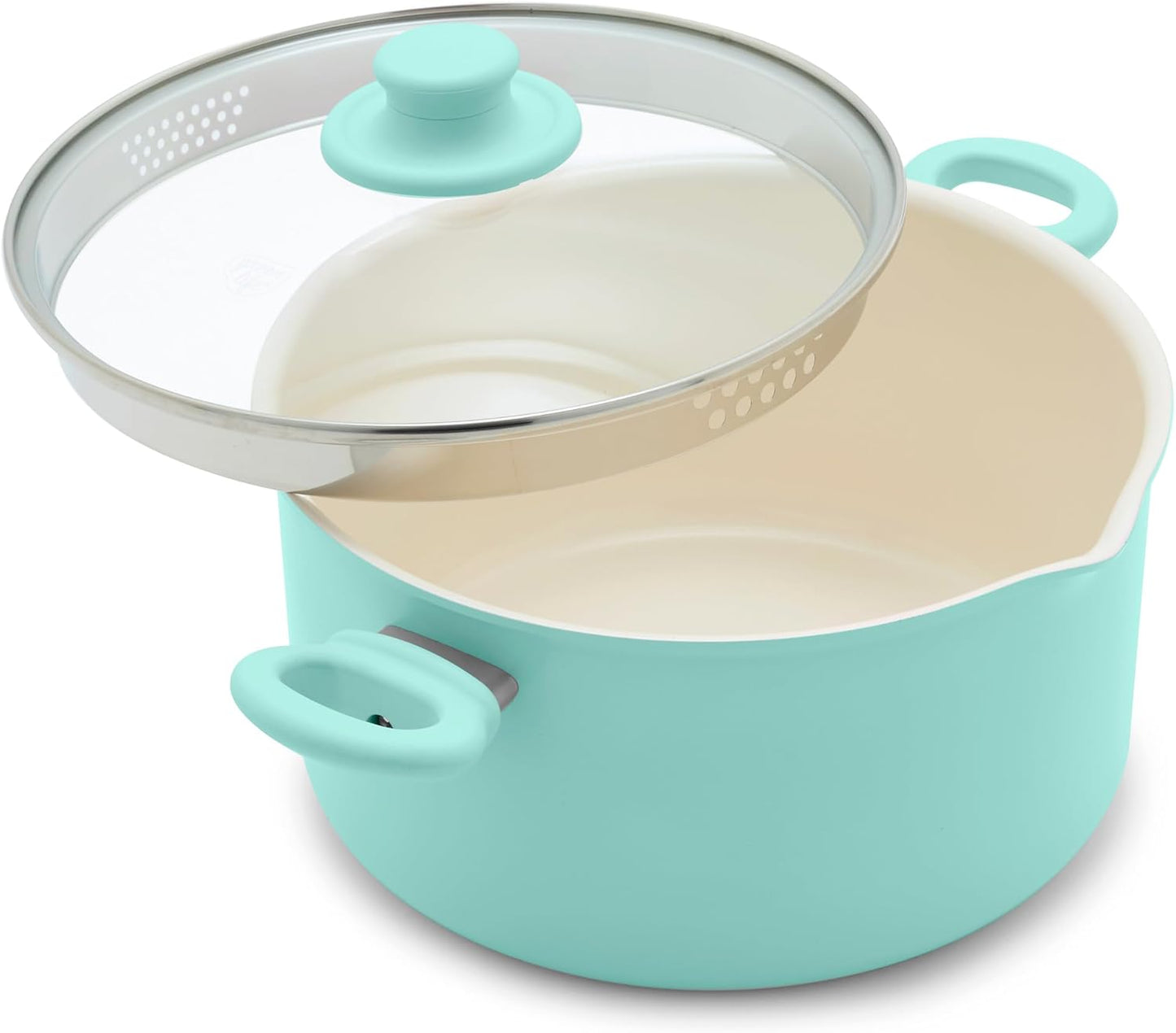 GreenLife 6QT Nonstick Stockpot with Straining Lid for Cooking