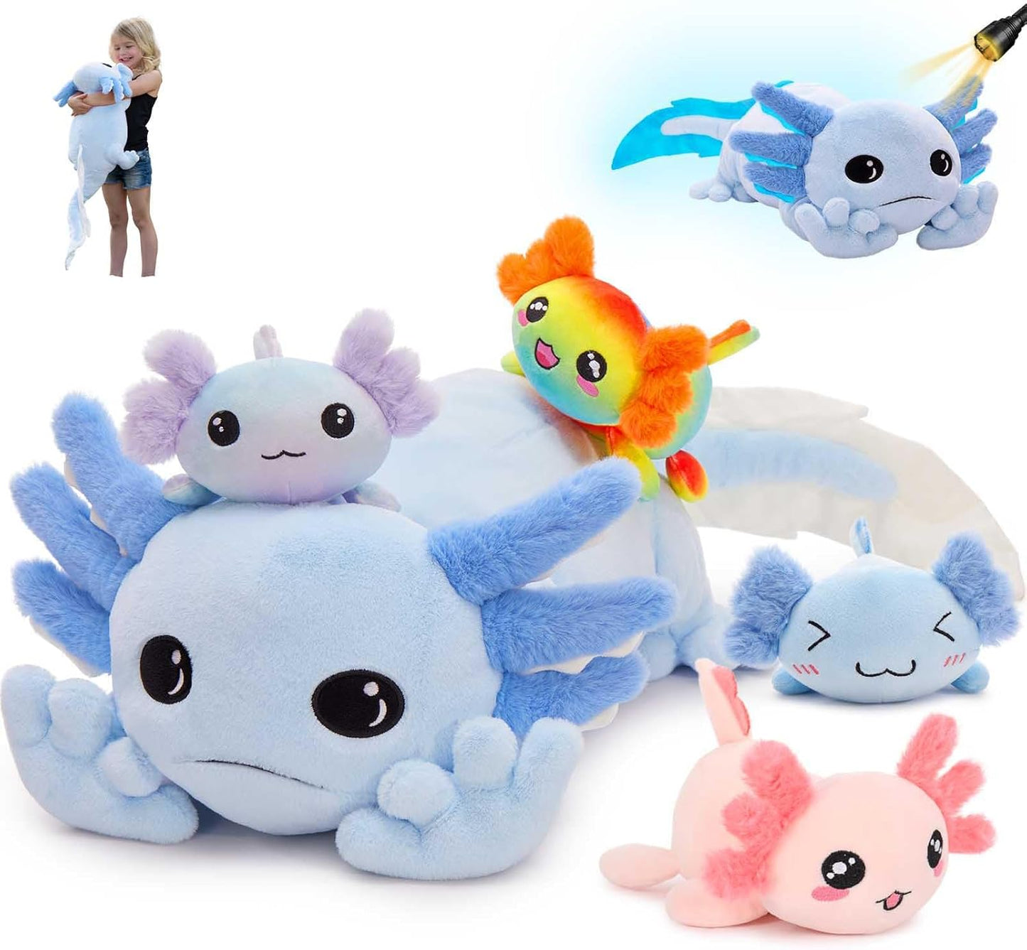 MaoGoLan 5 Pcs Axolotl Plush Stuffed Animal Set for Kids
