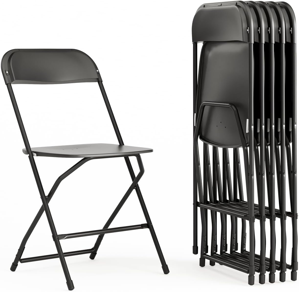 Hercules Series Folding Chairs for Events, Set of 6, Black