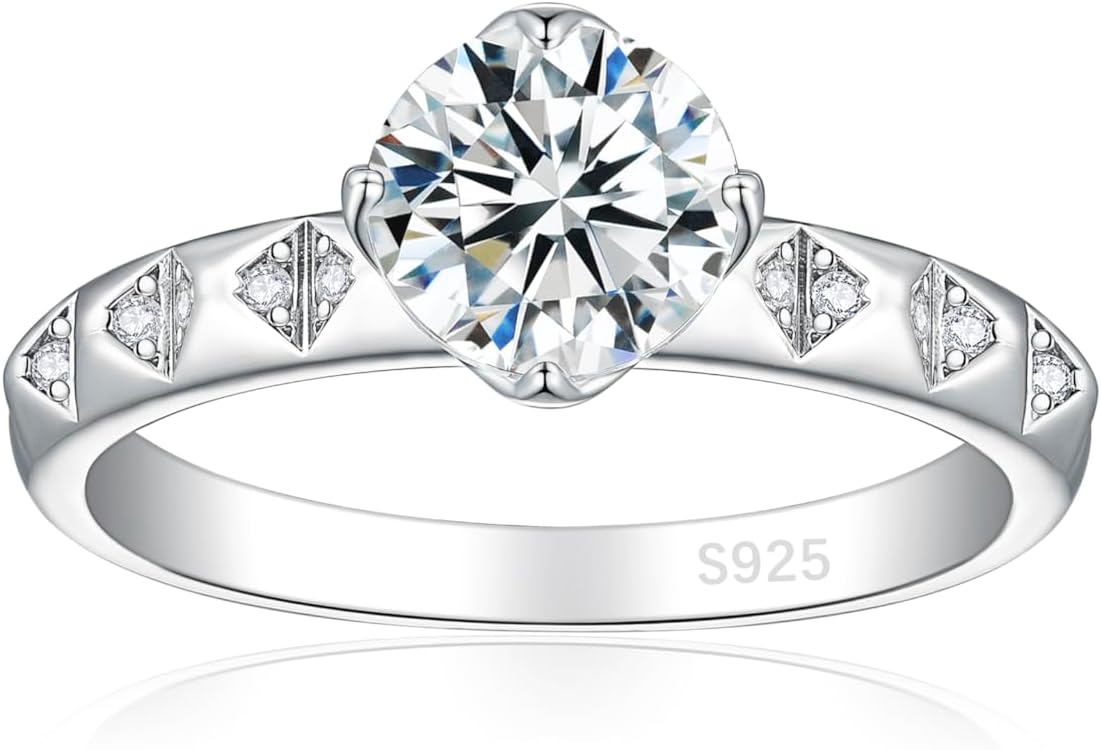 Elspeth 925 Sterling Silver Engagement Ring with Cubic Zirconia