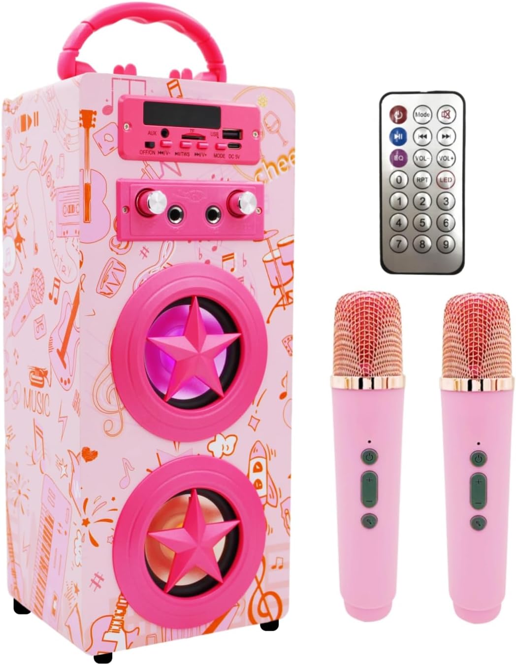 Kids Bluetooth Karaoke Machine with 2 Microphones for Fun