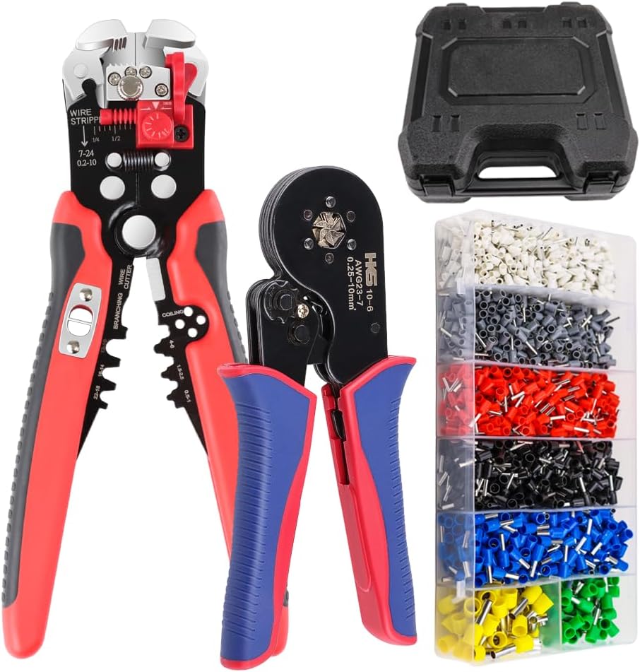 HKS Ferrule Crimping Tool Kit for AWG 23-7 with Wire Stripper