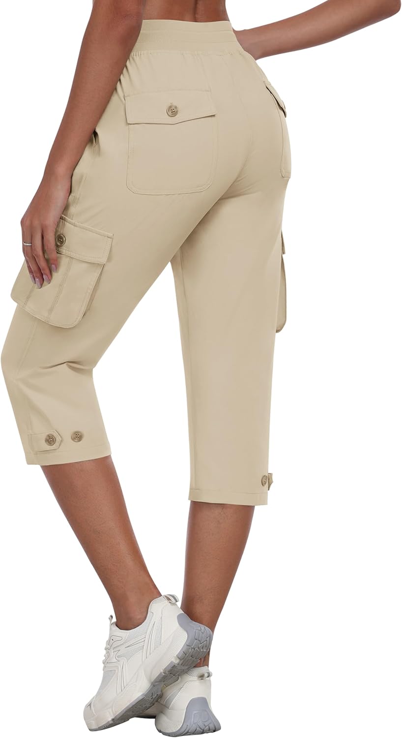 MoFiz Women's Cargo Capris Pants for Hiking and Travel Comfort