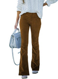 Sidefeel Women's Corduroy Flare Pants Elastic Waist Bell Bottom made