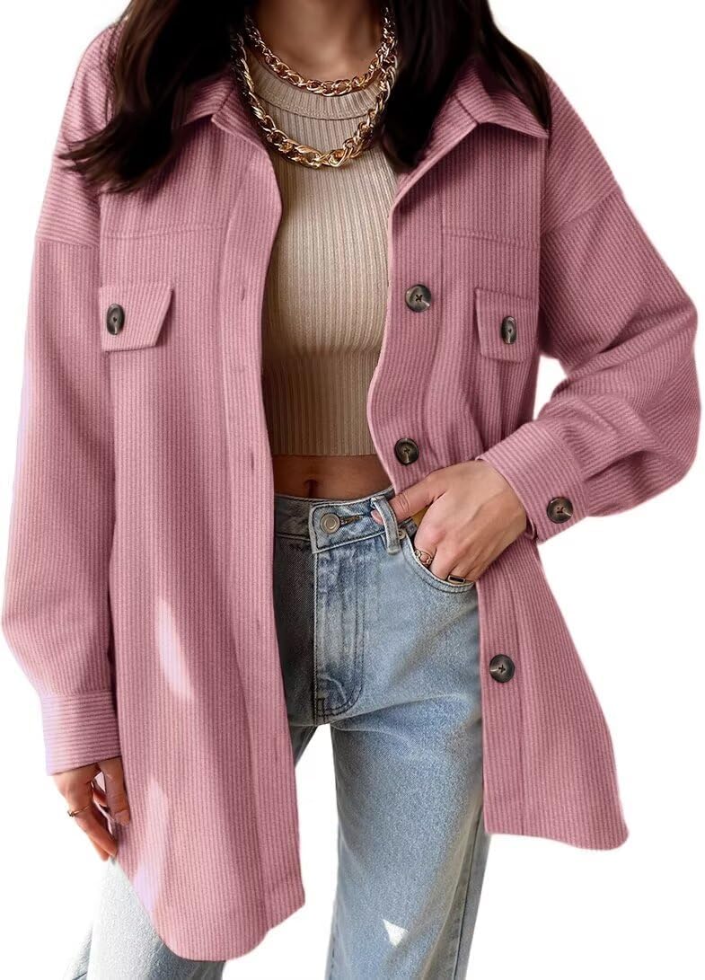 VICHYIE Womens Corduroy Shacket Blouses for Stylish Comfort