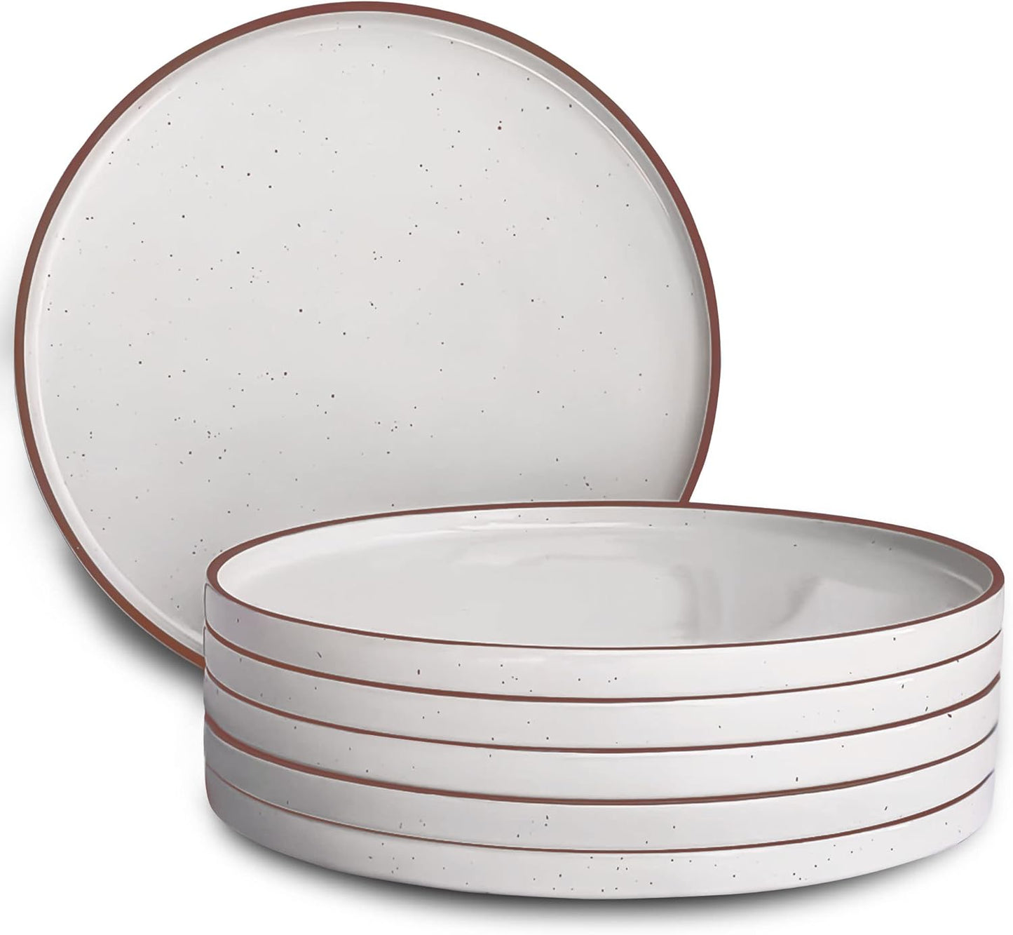 MORA 10.5-inch Porcelain Dinner Plate Set of 6 - Scratch Resistant & Safe in Microwave/Oven/Dishwasher - Vanilla White
