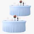 Baby Blue 120 in Round Tablecloth 2-Pack for 5 ft Tables - Fitted