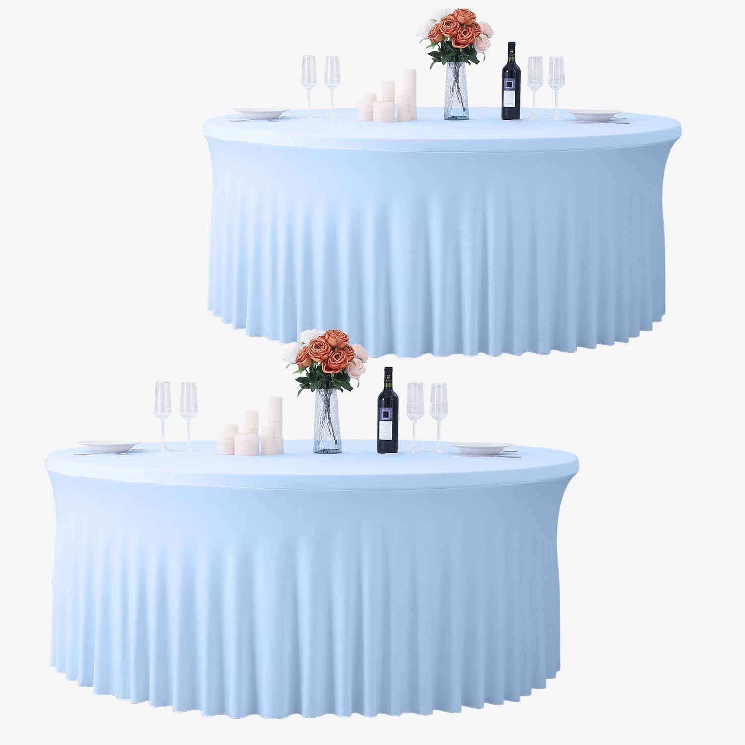 2 Pack Baby Blue Table Cloth for 5FT Round Tables - Elegant Setup