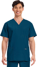 Men's V-Neck Scrub Top Four Pockets - Durable, Soft Fit