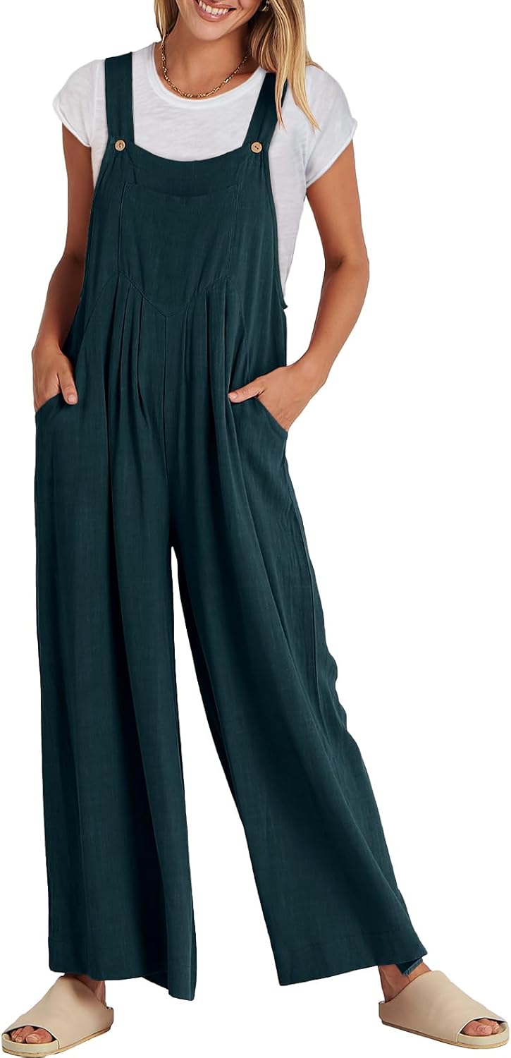 Womens Jumpsuits Overalls Linen Wide Leg Casual Summer Outfits