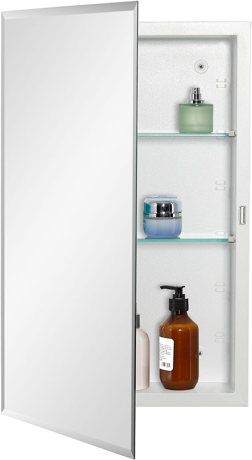 Bathroom Medicine Cabinet with Beveled Edge Mirror 15 x 24 in