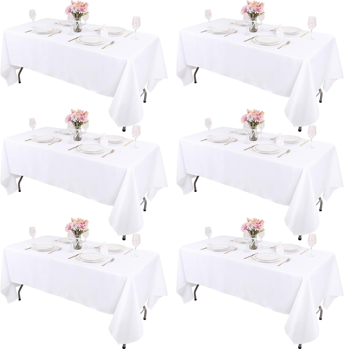 Kesfey 6 Packs White Table Cloths for 6-8 Ft Tables