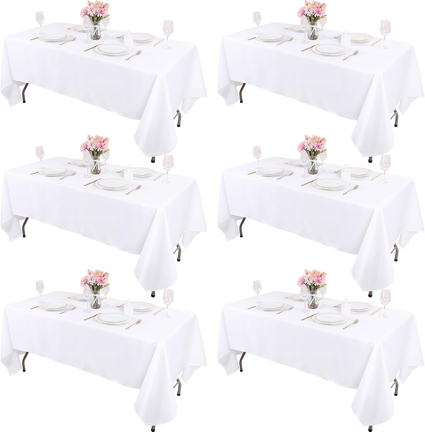 Kesfey 6 Packs Rectangle Table Cloths for Elegant Events