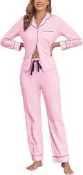 100% Cotton Pajamas for Women Set Long Sleeve Button Down - Soft PJs
